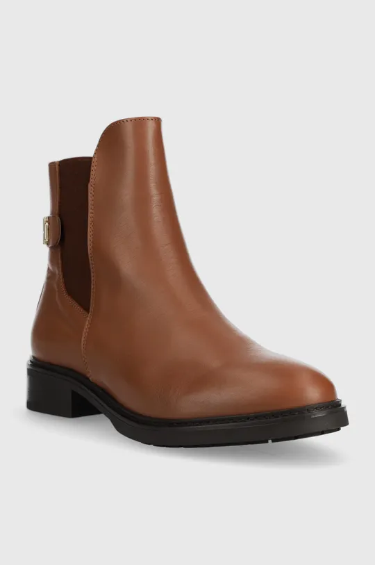 Δερμάτινες μπότες τσέλσι Tommy Hilfiger Th Leather Flat Boot καφέ