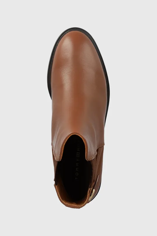καφέ Δερμάτινες μπότες τσέλσι Tommy Hilfiger Th Leather Flat Boot