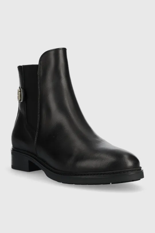 Δερμάτινες μπότες τσέλσι Tommy Hilfiger Th Leather Flat Boot μαύρο