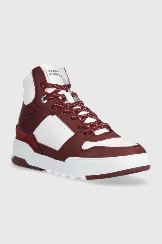 Usnjene superge Tommy Hilfiger High Cut Basket Sneaker bordo