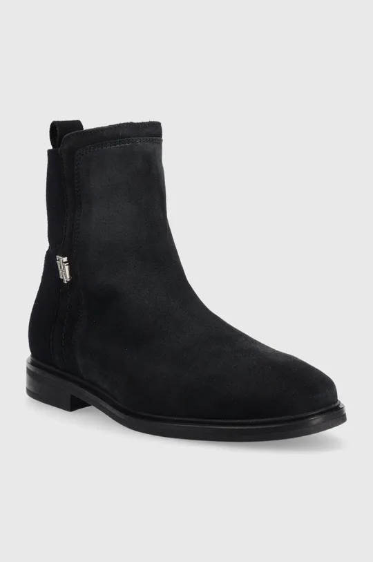 Gležnjače od brušene kože Tommy Hilfiger Th Essentials Flat Boot mornarsko plava