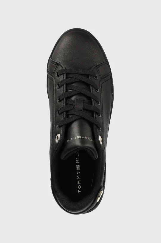 μαύρο Δερμάτινα αθλητικά παπούτσια Tommy Hilfiger