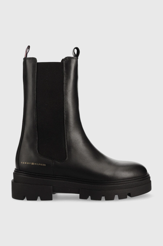 чёрный Кожаные полусапоги Tommy Hilfiger Monochromatic Chelsea Boot Женский