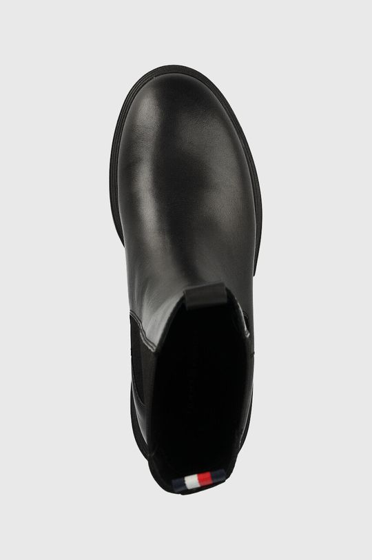 negru Tommy Hilfiger ghete chelsea de piele Monochromatic Chelsea Boot