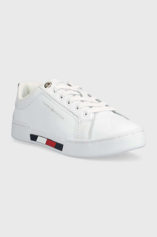 Tommy Hilfiger bőr sportcipő Tricolor Insert Sneaker fehér