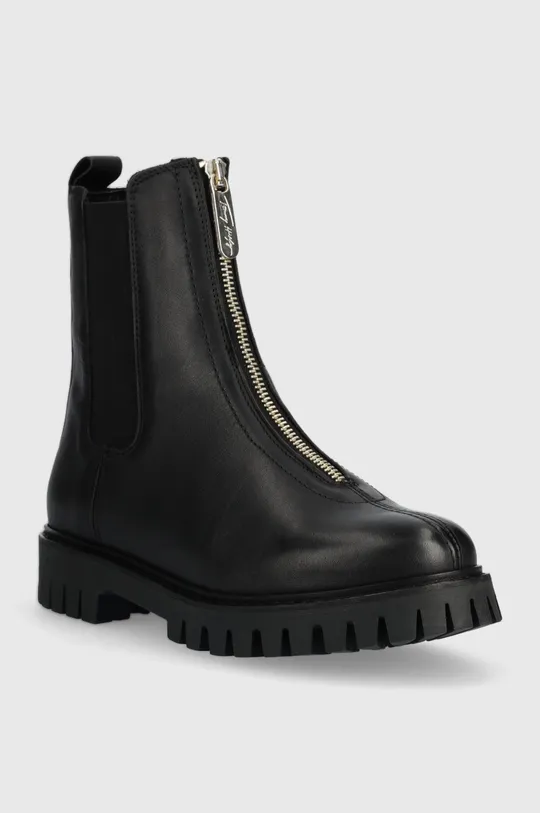 Kožne gležnjače Tommy Hilfiger Zip Boot crna