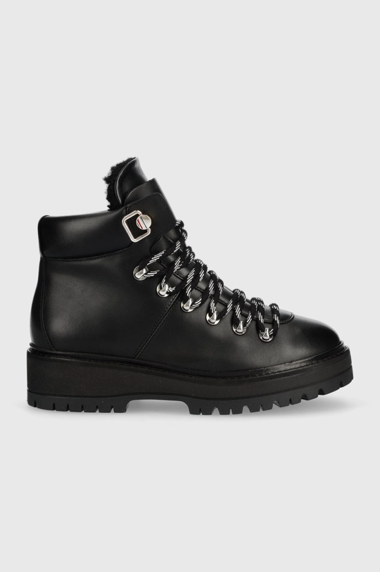 чорний Черевики Tommy Hilfiger Leather Outdoor Flat Boot Жіночий