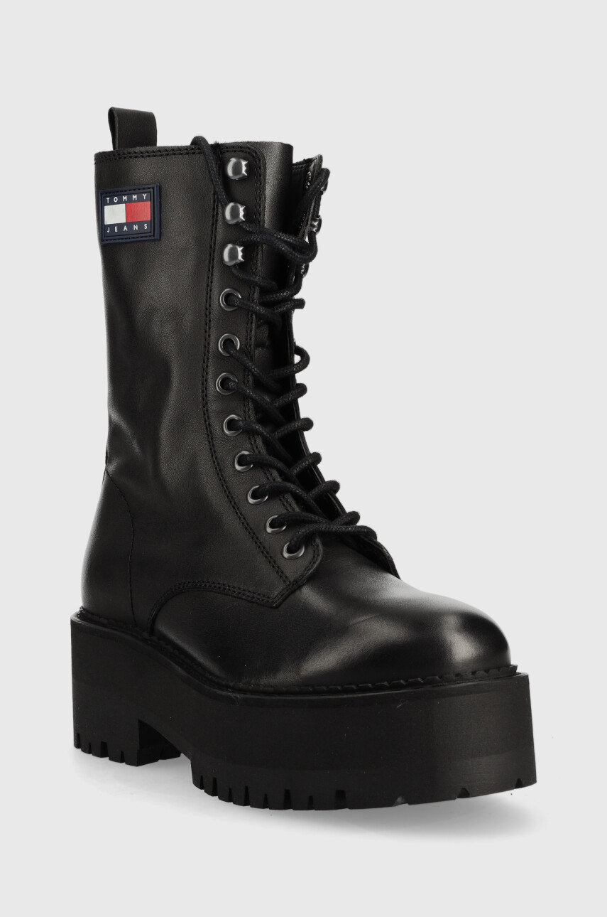 Шкіряні черевики Tommy Jeans Tommy Jeans Flatform Padded Boot чорний