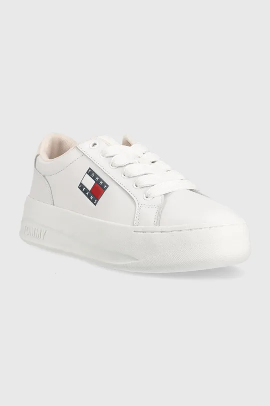 Δερμάτινα αθλητικά παπούτσια Tommy Jeans λευκό
