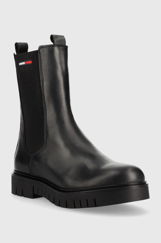 Tommy Jeans bőr bokacsizma Tommy Jeans Long Chelsea Boot fekete