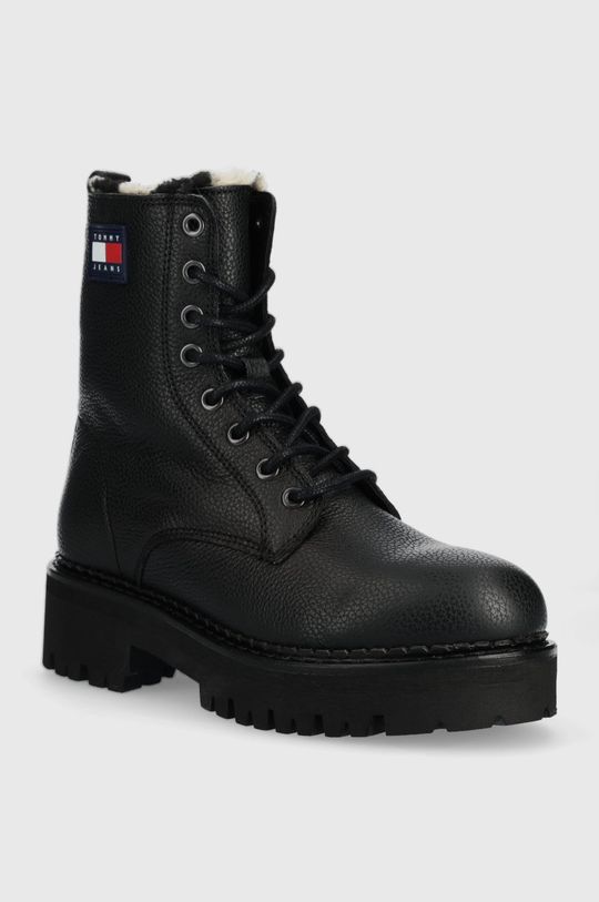 Kožené kotníkové boty Tommy Jeans Tommy Jeans Urban Warmlined Boot černá