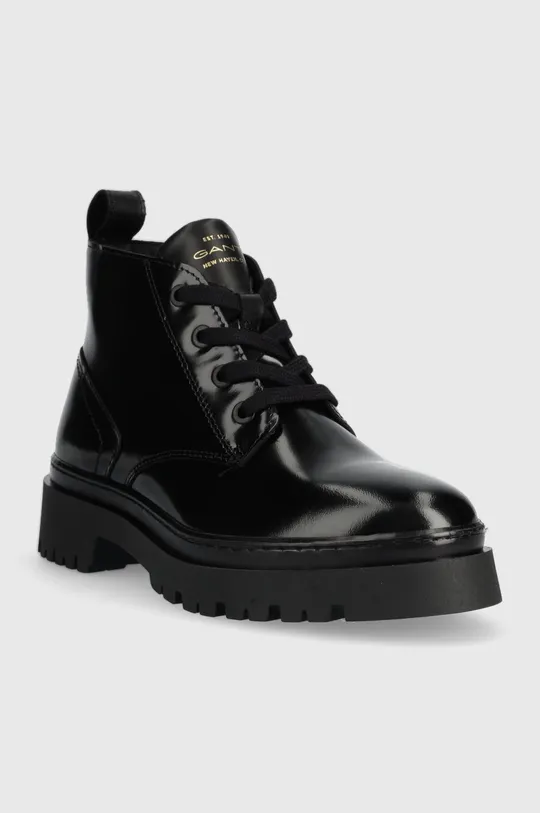 Kožené členkové topánky Gant čierna