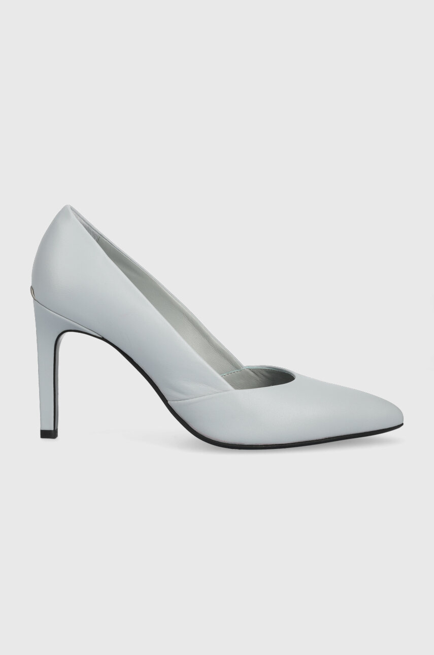 szary Calvin Klein szpilki skórzane Stiletto Pump 90 Damski