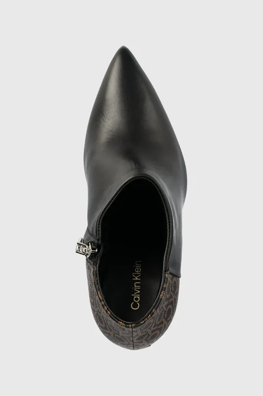 čierna Kožené členkové topánky Calvin Klein Essential Ankle Bootie 90