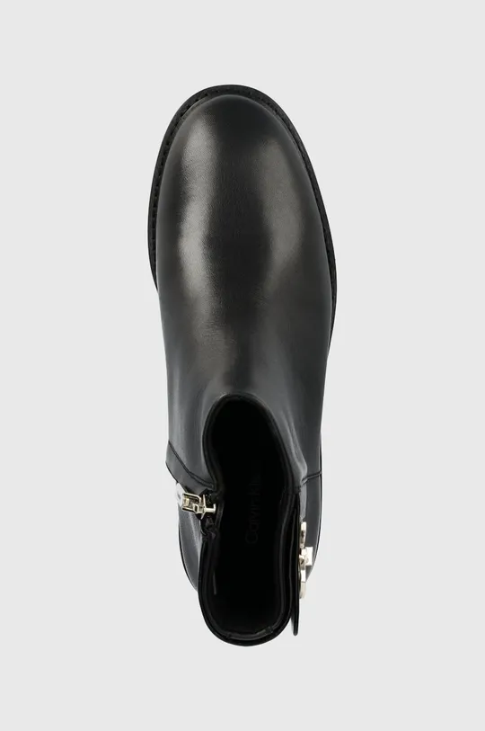 czarny Calvin Klein botki skórzane Rubber Sole Ankle Boot