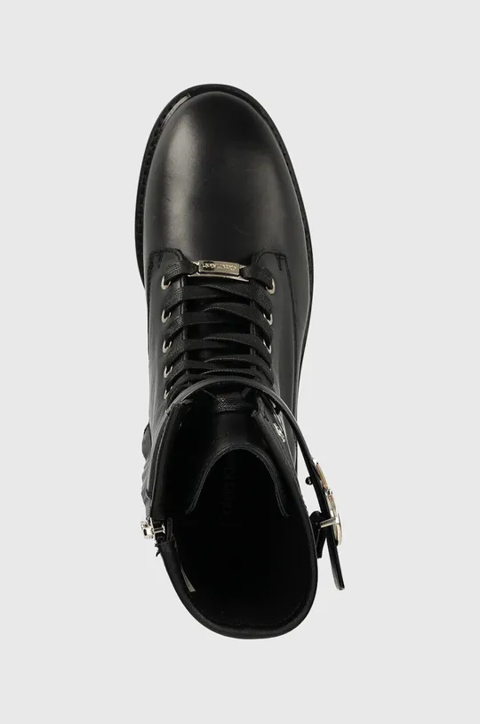 čierna Kožené členkové topánky Calvin Klein Rubber Sole Combat Boot