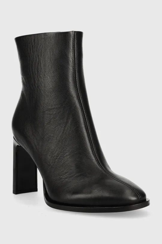 Calvin Klein botki skórzane Curved Stil Ankle Boot 80 czarny