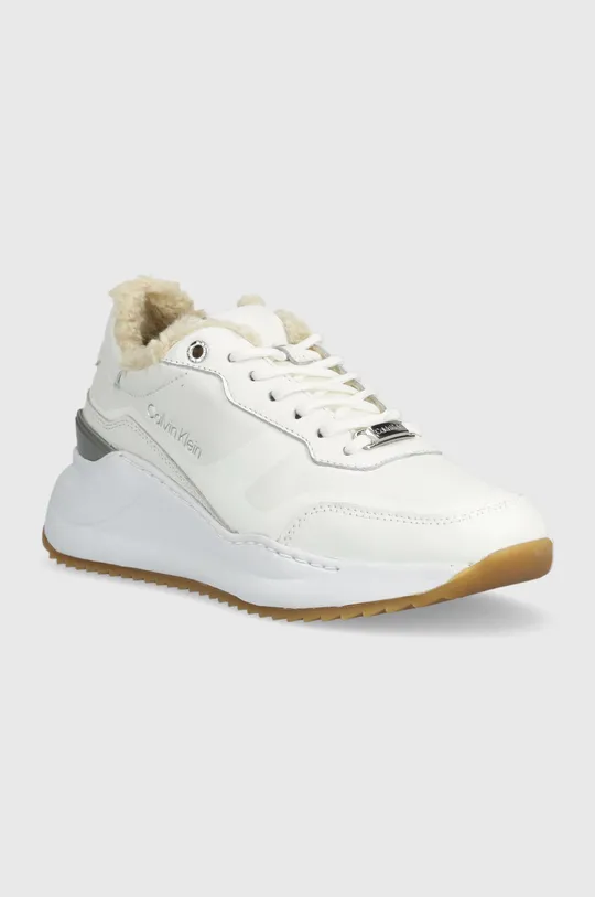 Δερμάτινα αθλητικά παπούτσια Calvin Klein Chunky Intern Wedge Lace Up λευκό