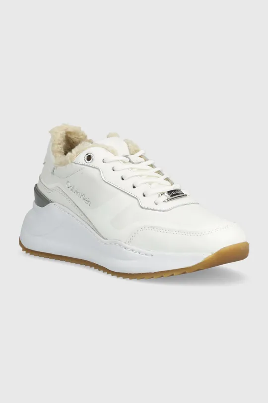 Calvin Klein sneakersy skórzane Chunky Intern Wedge Lace Up biały