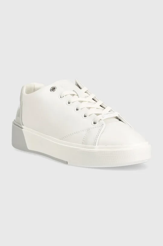 Δερμάτινα αθλητικά παπούτσια Calvin Klein Heel Cupsole Lace Up λευκό
