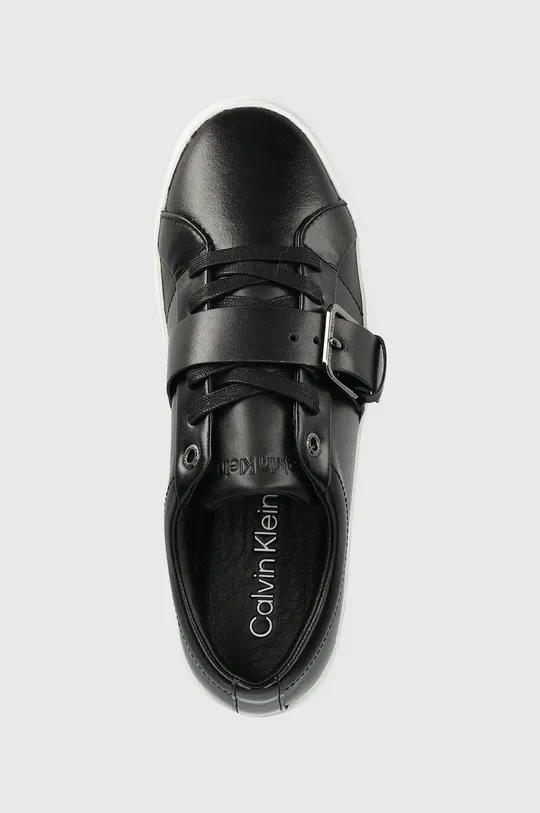 czarny Calvin Klein sneakersy skórzane Flatform Cupsole Lace Up