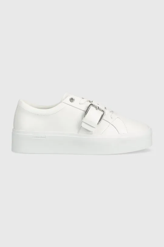 λευκό Δερμάτινα αθλητικά παπούτσια Calvin Klein Flatform Cupsole Lace Up Γυναικεία