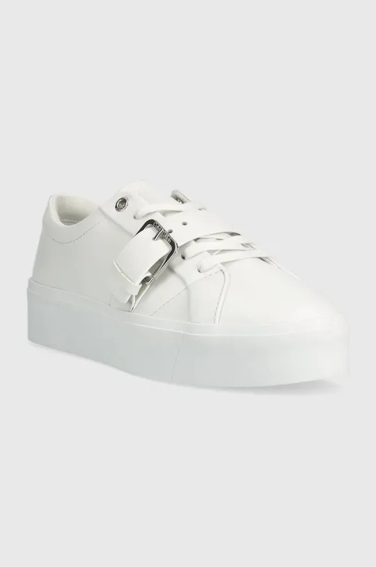 Kožené tenisky Calvin Klein Flatform Cupsole Lace Up biela