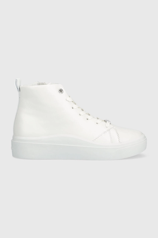 λευκό Δερμάτινα αθλητικά παπούτσια Calvin Klein Cupsole Wave High Top Γυναικεία