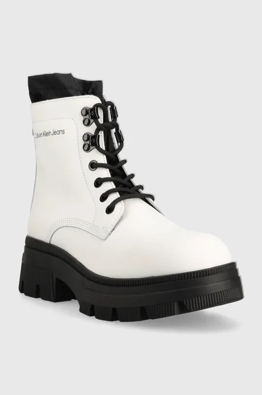 Шкіряні черевики Calvin Klein Jeans Chunky Combat Laceup Hiking білий