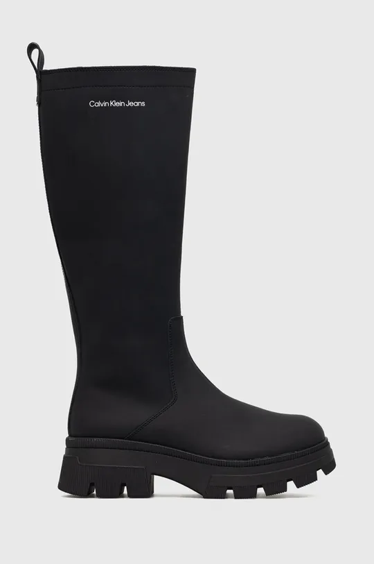 μαύρο Δερμάτινες μπότες Calvin Klein Jeans Chunky Combat Γυναικεία