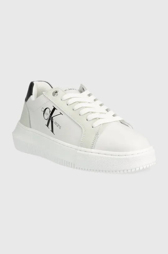 Δερμάτινα αθλητικά παπούτσια Calvin Klein Jeans Chunky Cupsole Monologo λευκό