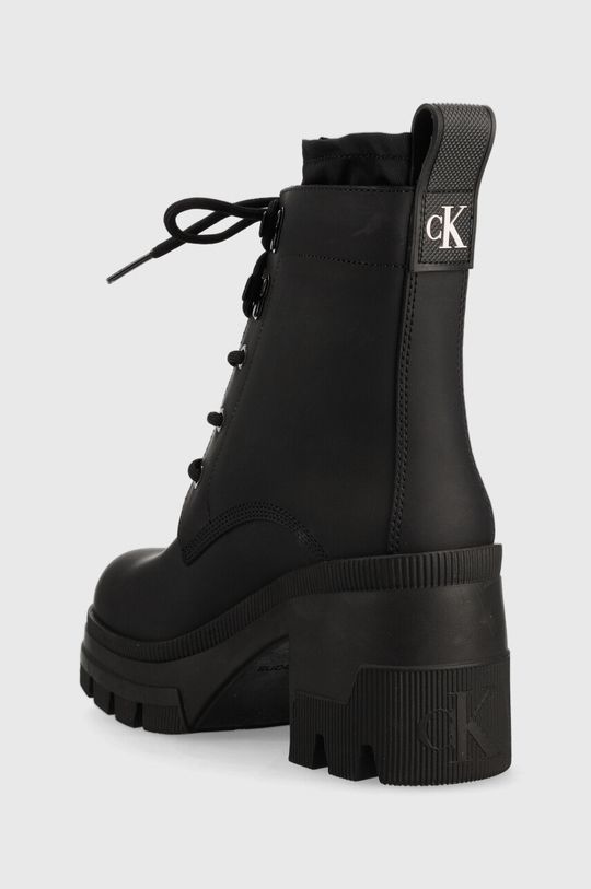 Kožené kotníkové boty Calvin Klein Jeans Chunky Heeled Boot Laceup  Svršek: Textilní materiál, Přírodní kůže Vnitřek: Umělá hmota, Textilní materiál Podrážka: Umělá hmota