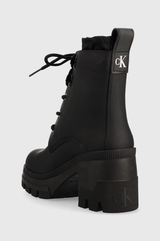 Kožené členkové topánky Calvin Klein Jeans Chunky Heeled Boot Laceup  Zvršok: Textil, Prírodná koža Vnútro: Syntetická látka, Textil Podrážka: Syntetická látka