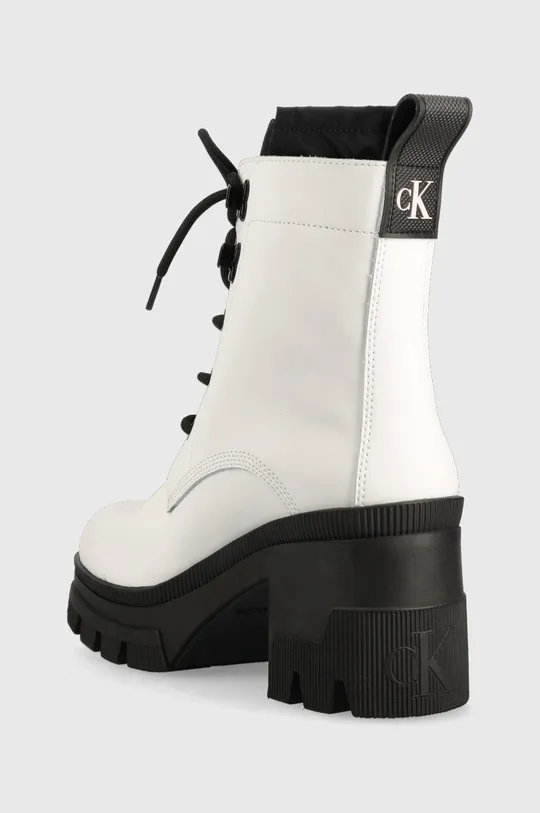 Kožené členkové topánky Calvin Klein Jeans Chunky Heeled Boot Laceup  Zvršok: Textil, Prírodná koža Vnútro: Syntetická látka, Textil Podrážka: Syntetická látka