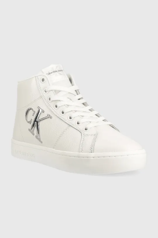 Δερμάτινα αθλητικά παπούτσια Calvin Klein Jeans Classic Cupsole Laceup Mid λευκό