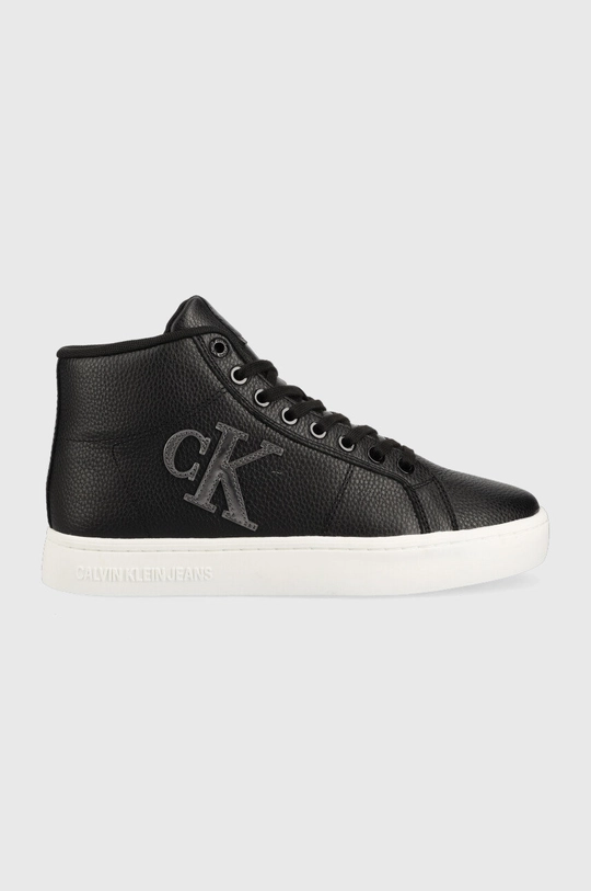 čierna Kožené tenisky Calvin Klein Jeans Classic Cupsole Laceup Mid Dámsky