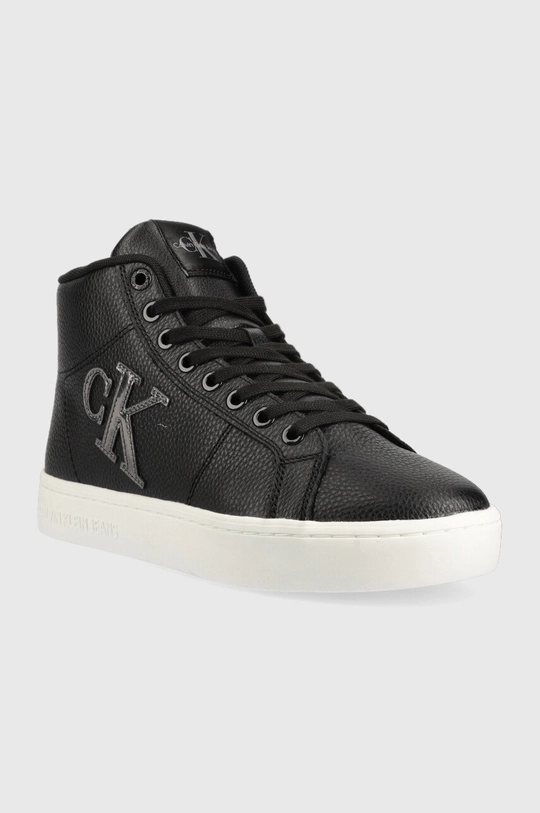 Δερμάτινα αθλητικά παπούτσια Calvin Klein Jeans Classic Cupsole Laceup Mid μαύρο