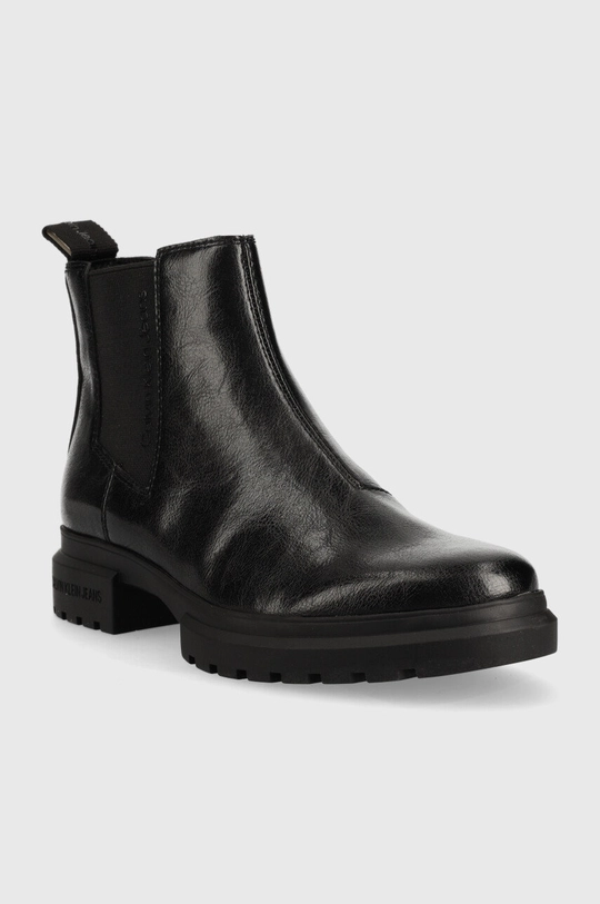 Calvin Klein Jeans bőr bokacsizma Cleated Chelsea Boot fekete