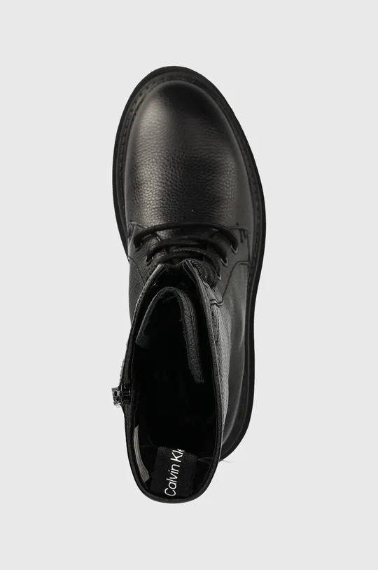 čierna Kožené členkové topánky Calvin Klein Jeans Flatform Mid Laceup Boot