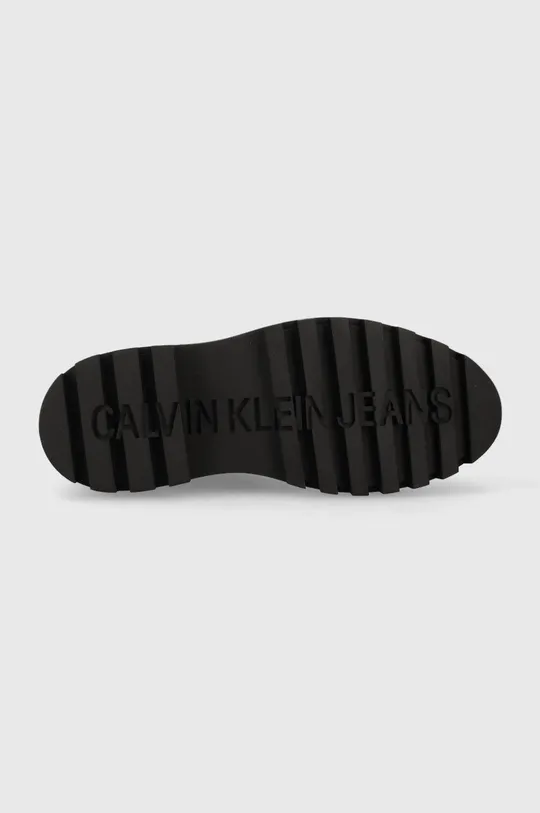 Kožené členkové topánky Calvin Klein Jeans Flatform Mid Laceup Boot Dámsky