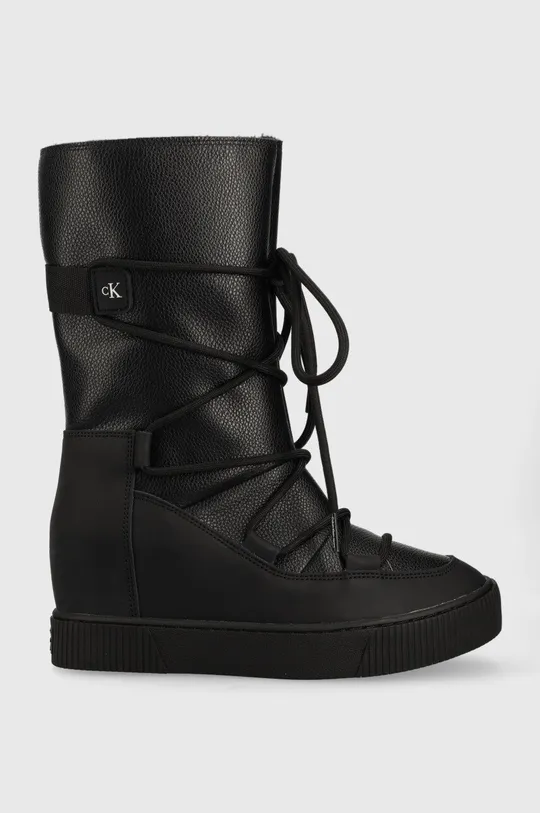 μαύρο Δερμάτινες μπότες χιονιού Calvin Klein Jeans Hidden Wedge Cupsole Snow Boot Γυναικεία
