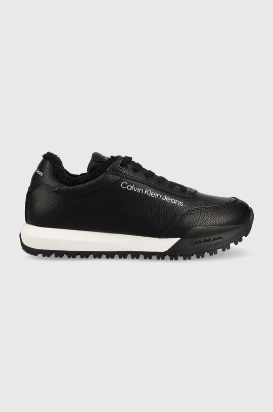 μαύρο Δερμάτινα αθλητικά παπούτσια Calvin Klein Jeans Toothy Runner Laceup Γυναικεία