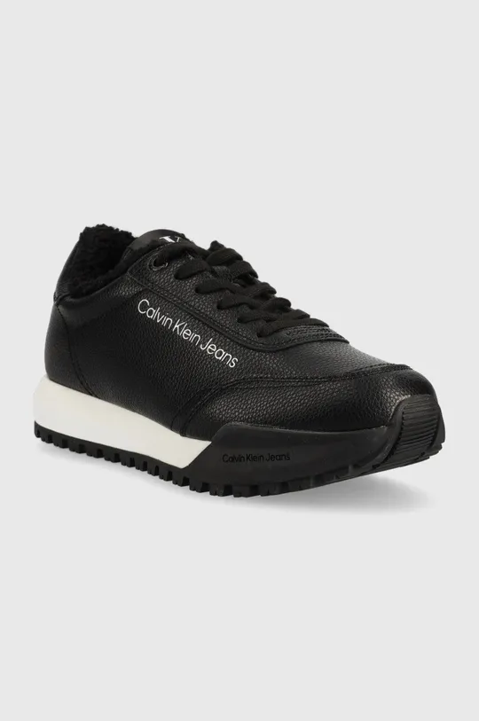 Δερμάτινα αθλητικά παπούτσια Calvin Klein Jeans Toothy Runner Laceup μαύρο