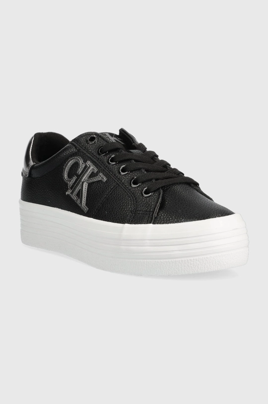 Kožené tenisky Calvin Klein Jeans Vulc Flatform Laceup Low čierna