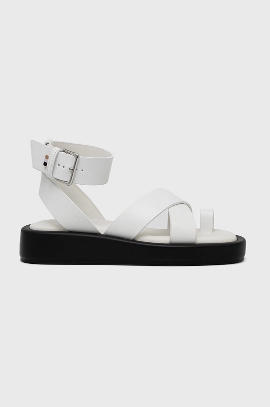 bela Usnjeni sandali BOSS Scarlet Sandal-c Ženski