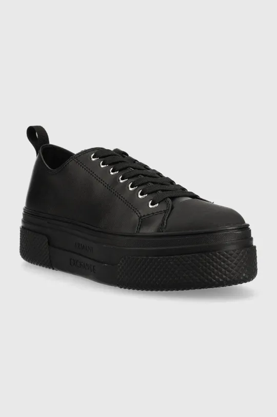 Armani Exchange bőr tornacipő fekete