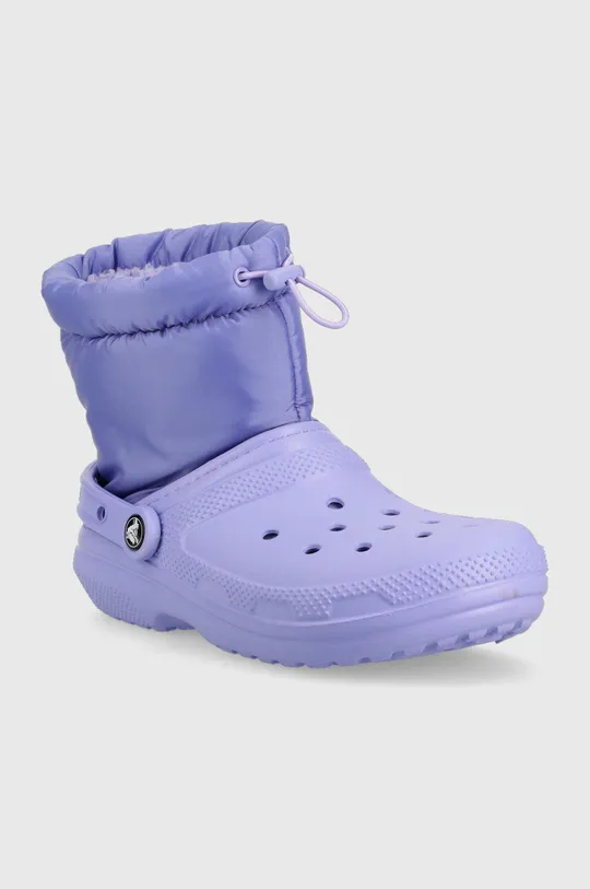 Μπότες χιονιού Crocs Classic Lined Neo Puff Boot μωβ