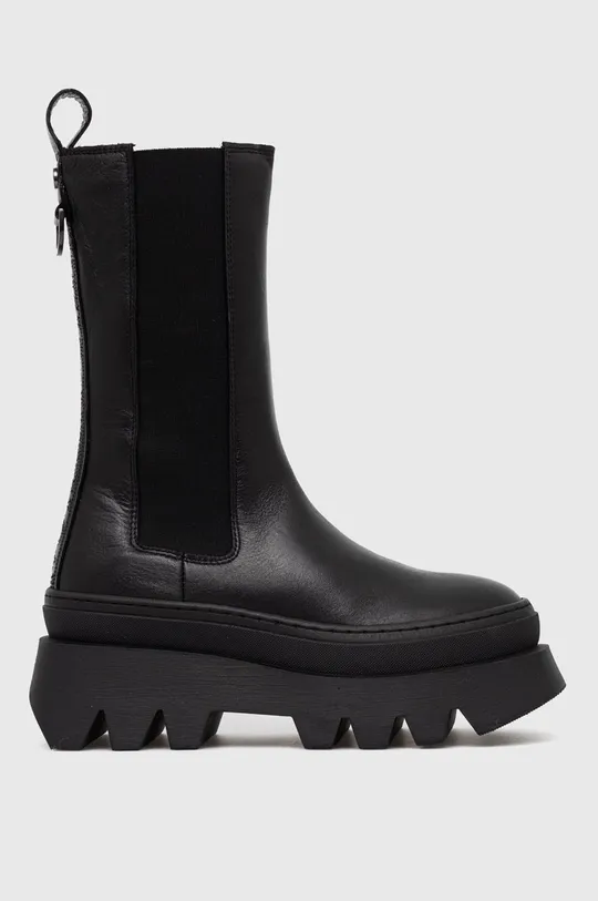 μαύρο Δερμάτινες μπότες τσέλσι Buffalo Parker Chelsea Γυναικεία