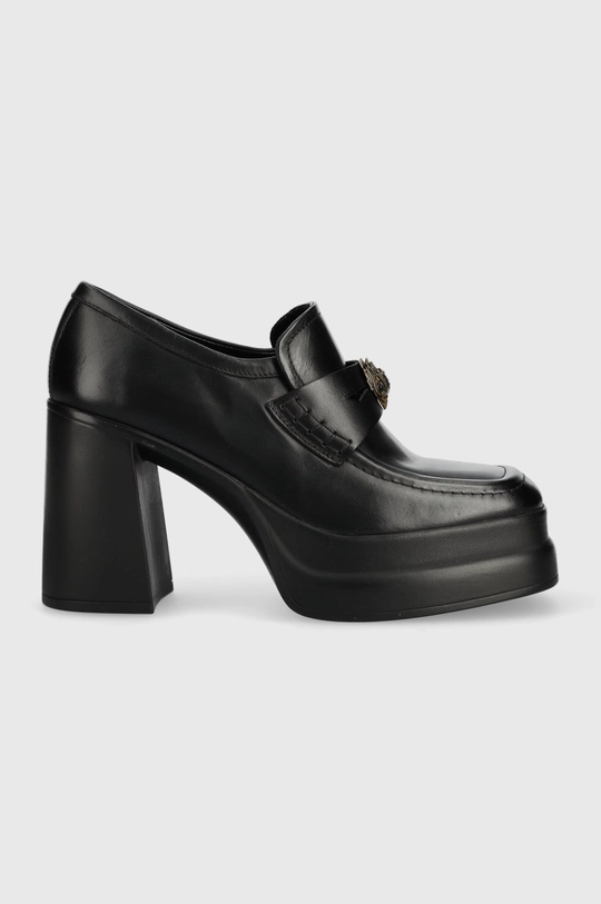 czarny Kurt Geiger London czółenka skórzane Stomp Heeled Loafer Damski