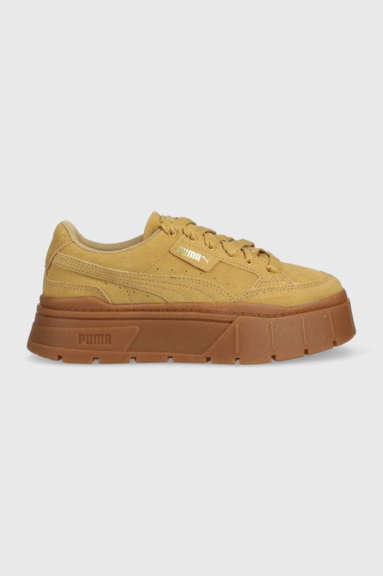 μπεζ Δερμάτινα αθλητικά παπούτσια Puma Mayze Stack Suede Wns Γυναικεία